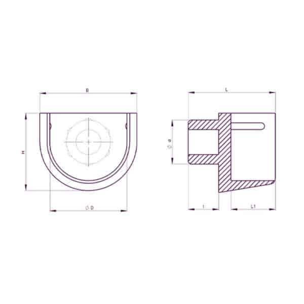 Palier de barre d'armoire pour tube ovale – Image 2