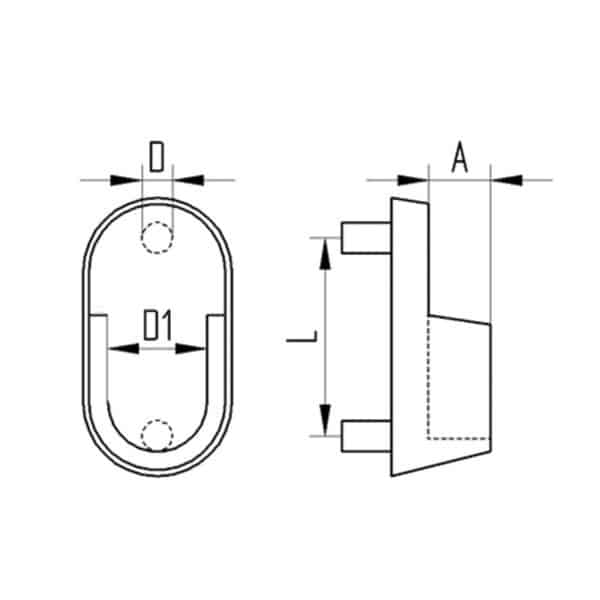 Palier de barre d'armoire pour tube ovale avec 2 pivots – Image 2